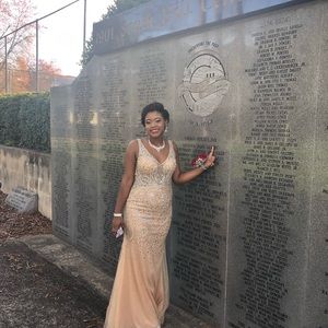 Nude Sequined Prom Dress